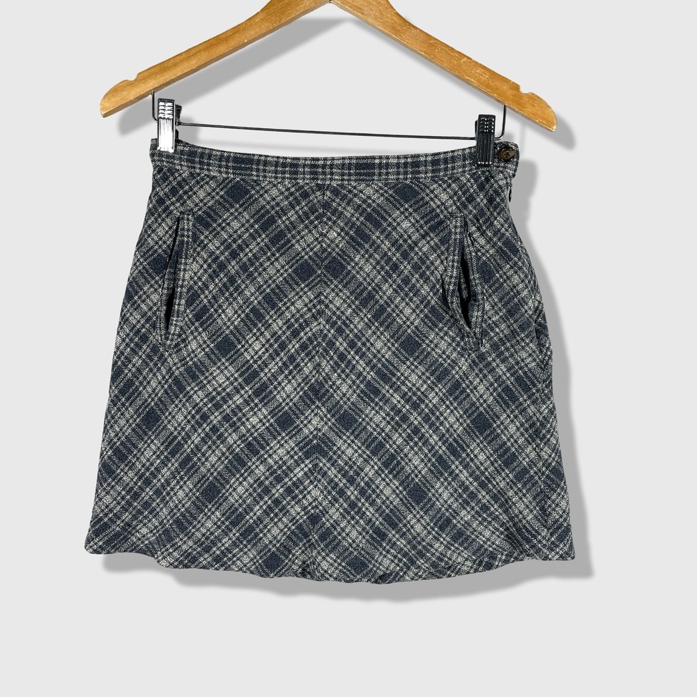 GAP Plaid Mini Skirt Women Size 10 Blue Dark Academia Preppy Vintage 90s